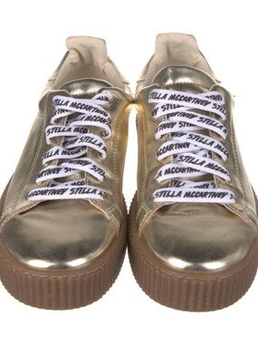 Stella McCartney Metallic Gold Platform Sneakers with Branded Laces